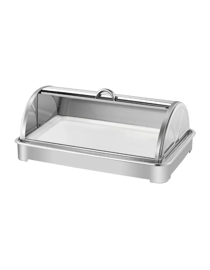 SOGA Ceramic Chafing Dish 7cm Deep White Tray with Stainless Steel Lid image 1