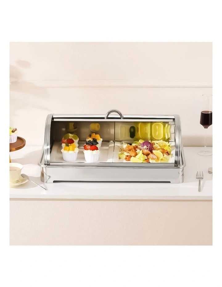 SOGA Ceramic Chafing Dish 7cm Deep White Tray with Stainless Steel Lid image 4