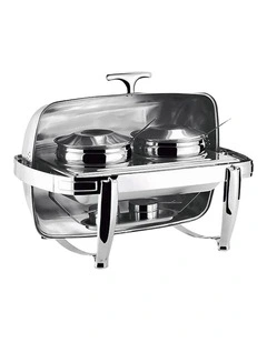 SOGA Double Soup Tureen Chafing Dish 6.5L Stainless Steel Lid Food Warmer