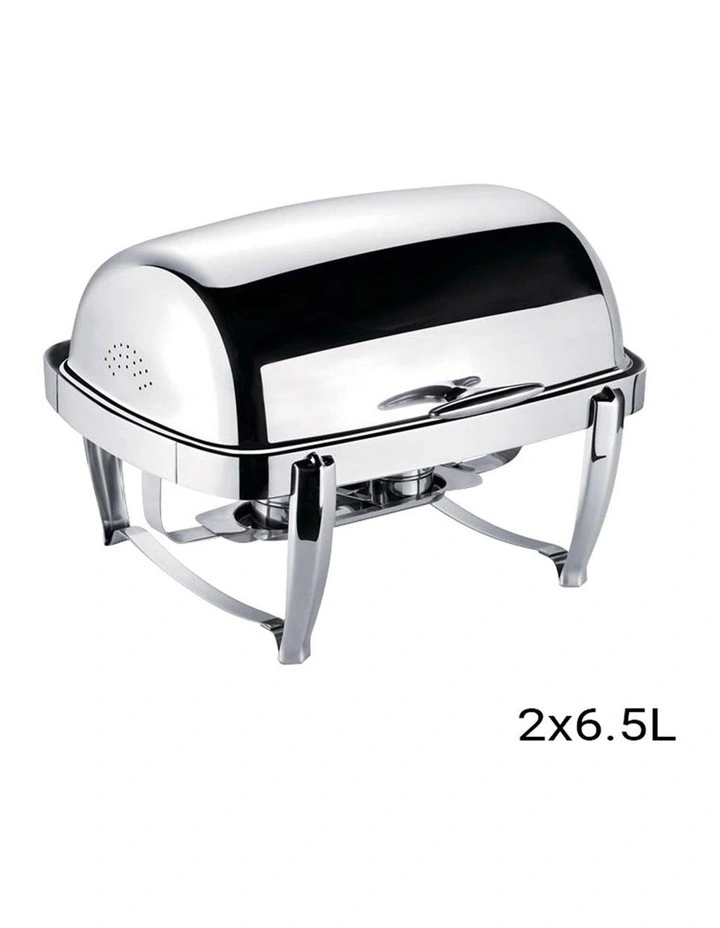 SOGA Double Soup Tureen Chafing Dish 6.5L Stainless Steel Lid Food Warmer image 2