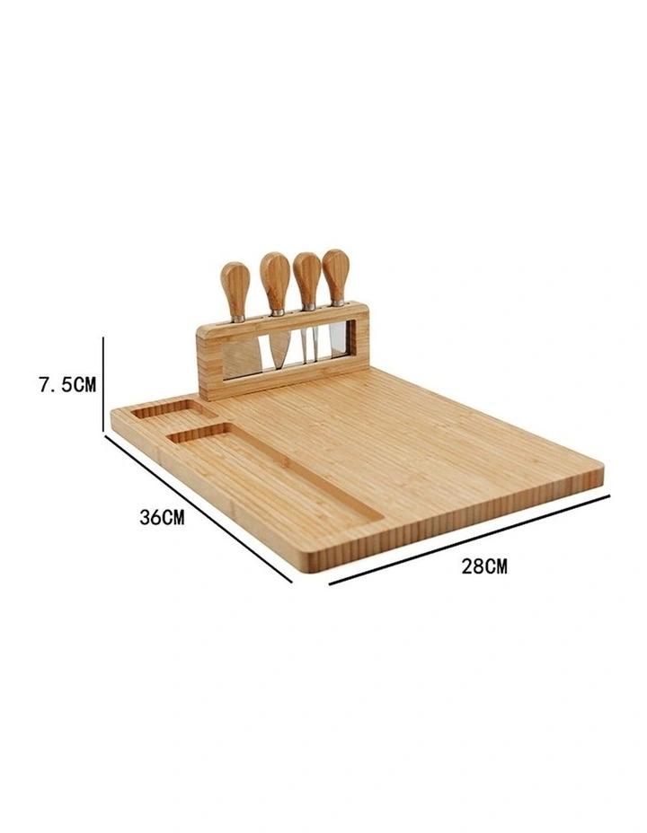 SOGA 2X 36cm Wooden Cheese Board with Knife Set image 2