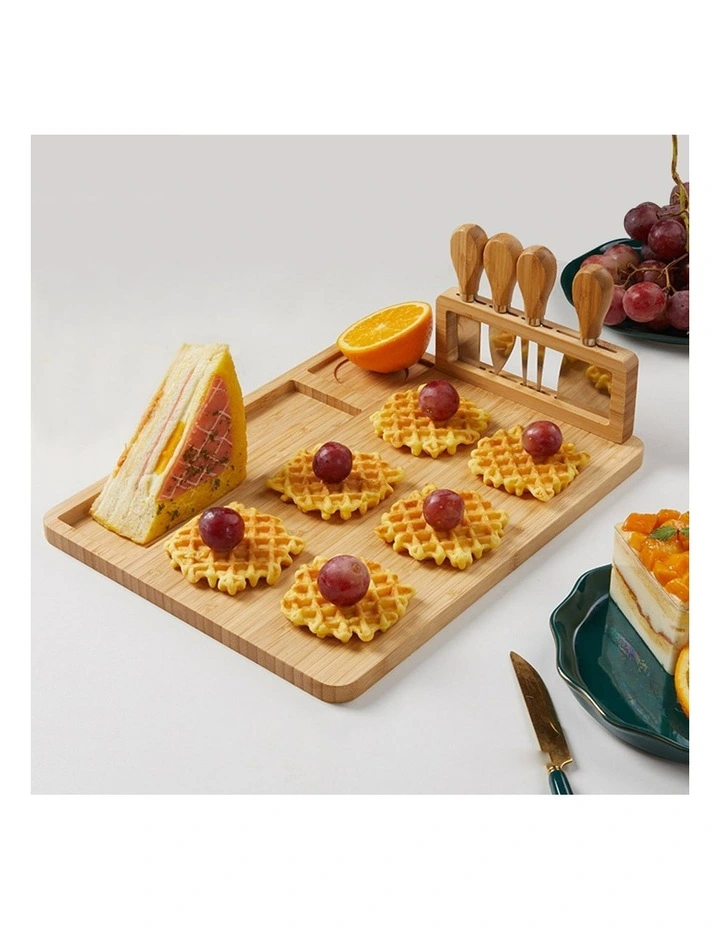 SOGA 2X 36cm Wooden Cheese Board with Knife Set image 3