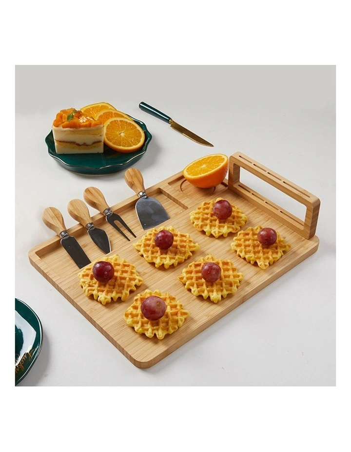 SOGA 2X 36cm Wooden Cheese Board with Knife Set image 4