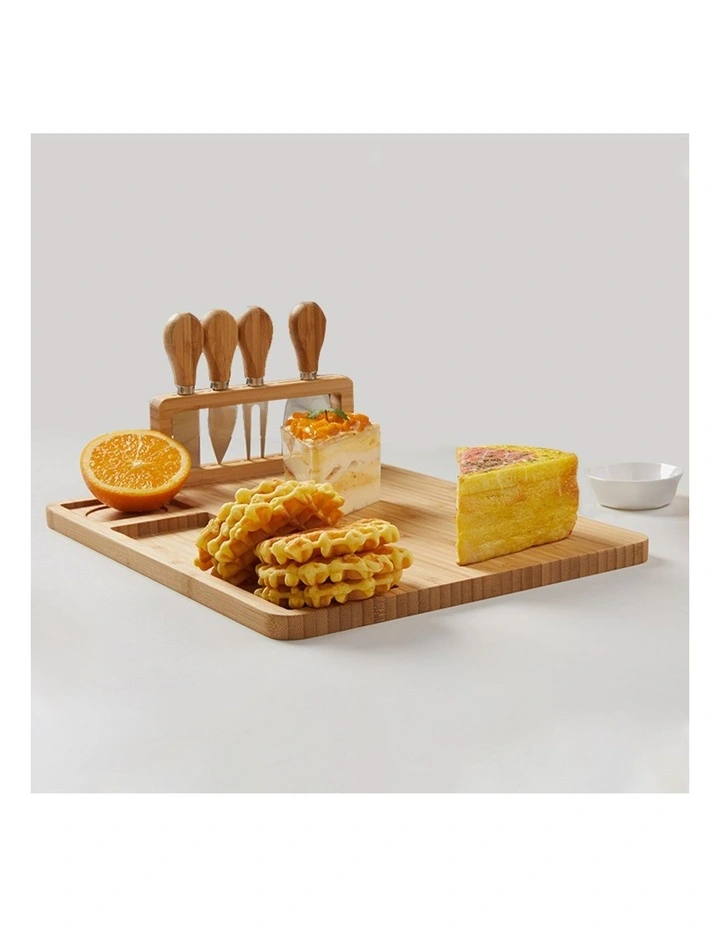 SOGA 2X 36cm Wooden Cheese Board with Knife Set image 5