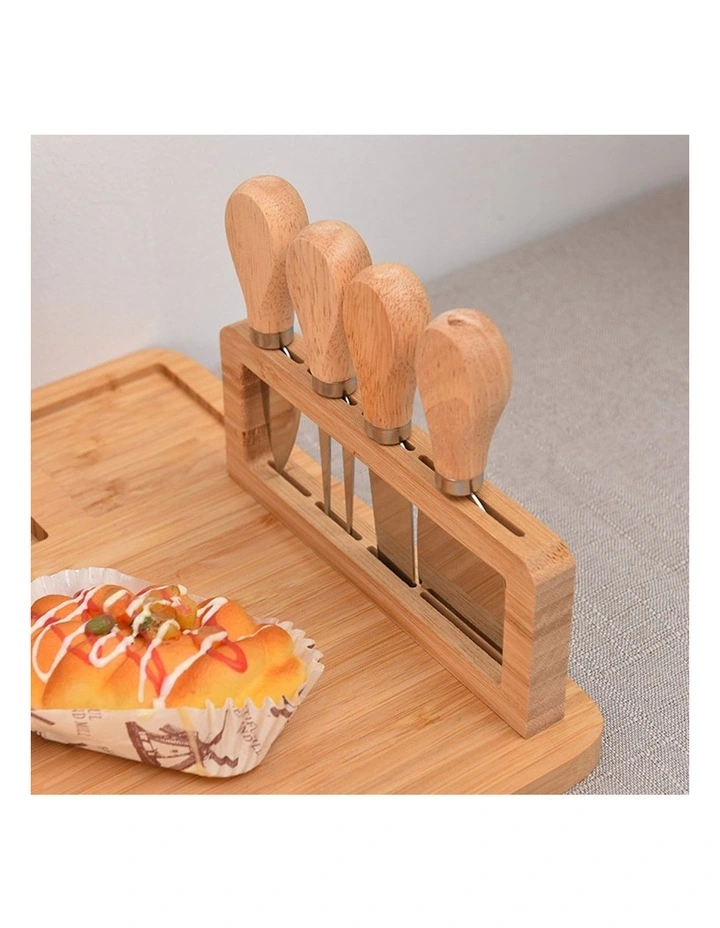 SOGA 2X 36cm Wooden Cheese Board with Knife Set image 6