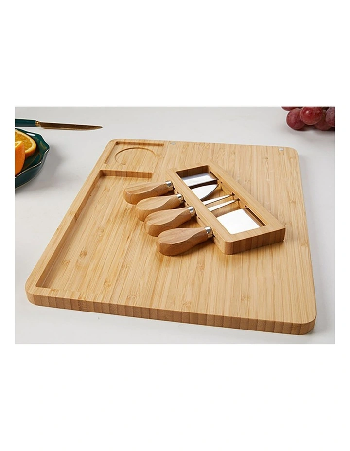 SOGA 2X 36cm Wooden Cheese Board with Knife Set image 7