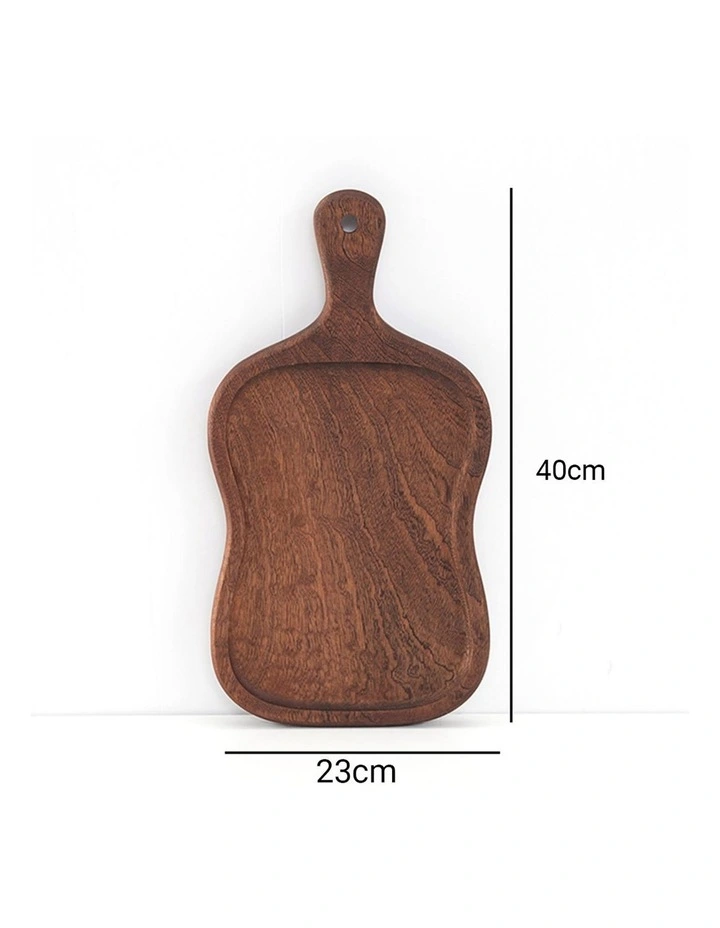 SOGA 2X 40cm Brown Wooden Serving Tray with Handle image 2