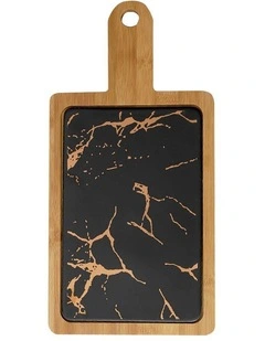 SOGA 33.5cm Square Black Serving Paddle with Slate