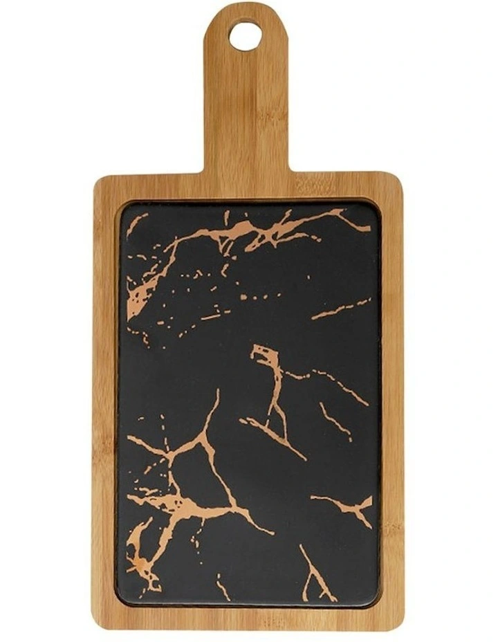 SOGA 33.5cm Square Black Serving Paddle with Slate image 1