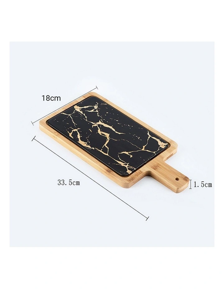 SOGA 33.5cm Square Black Serving Paddle with Slate image 2