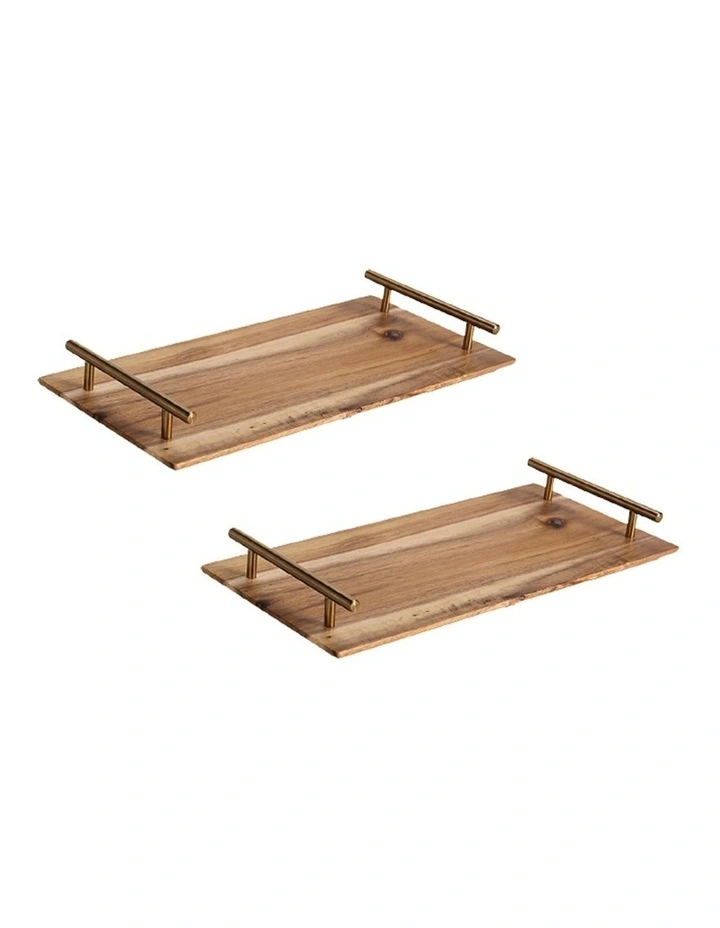 SOGA 2X 39cm Acacia Wooden Serving Tray image 1
