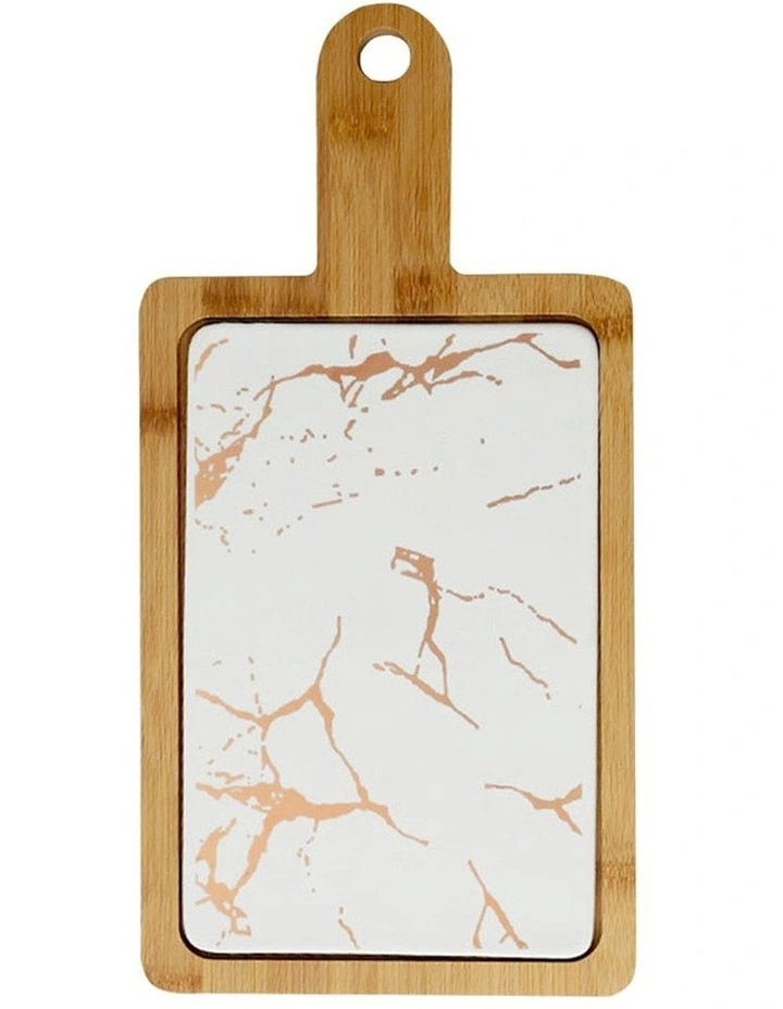 SOGA 33.5cm Square Wooden Serving Paddle with Slate image 1