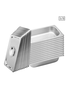 SOGA 12X Gastronorm GN Pan Full Size 1/3 GN Pan 6.5 cm Deep Stainless Steel Tray With Lid