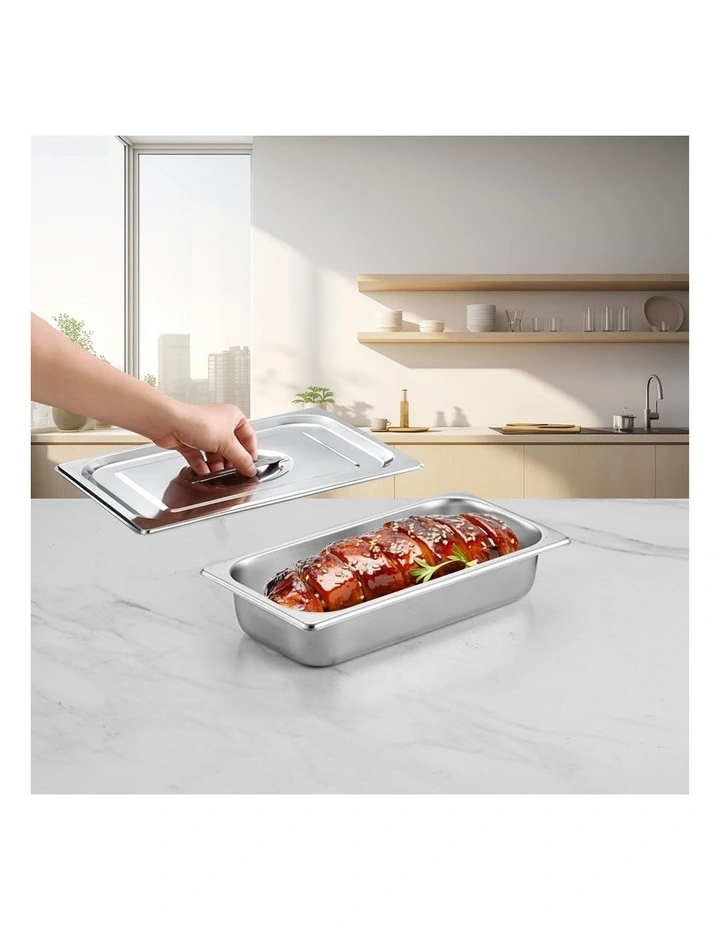 SOGA 12X Gastronorm GN Pan Full Size 1/3 GN Pan 6.5 cm Deep Stainless Steel Tray With Lid image 5