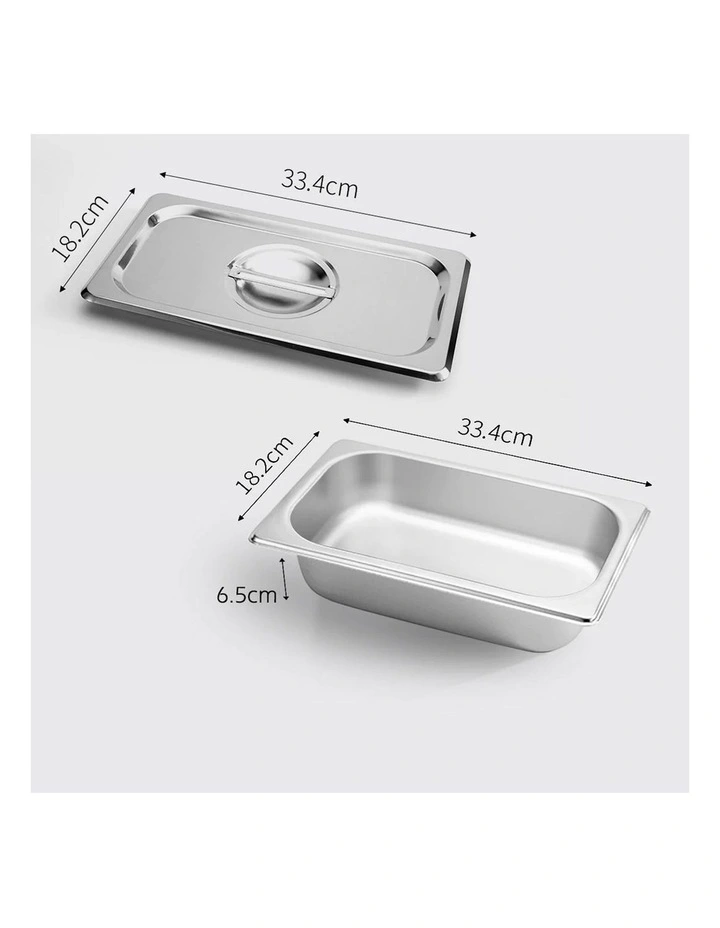 SOGA 12X Gastronorm GN Pan Full Size 1/3 GN Pan 6.5 cm Deep Stainless Steel Tray With Lid image 7