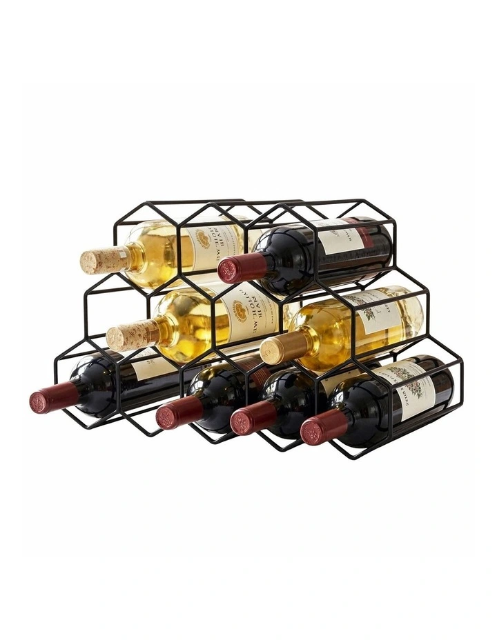 Artiss Wine Rack Metal 12 Bottle No Assembly Required Black image 1