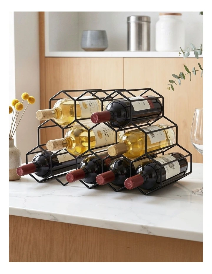 Artiss Wine Rack Metal 12 Bottle No Assembly Required Black image 3