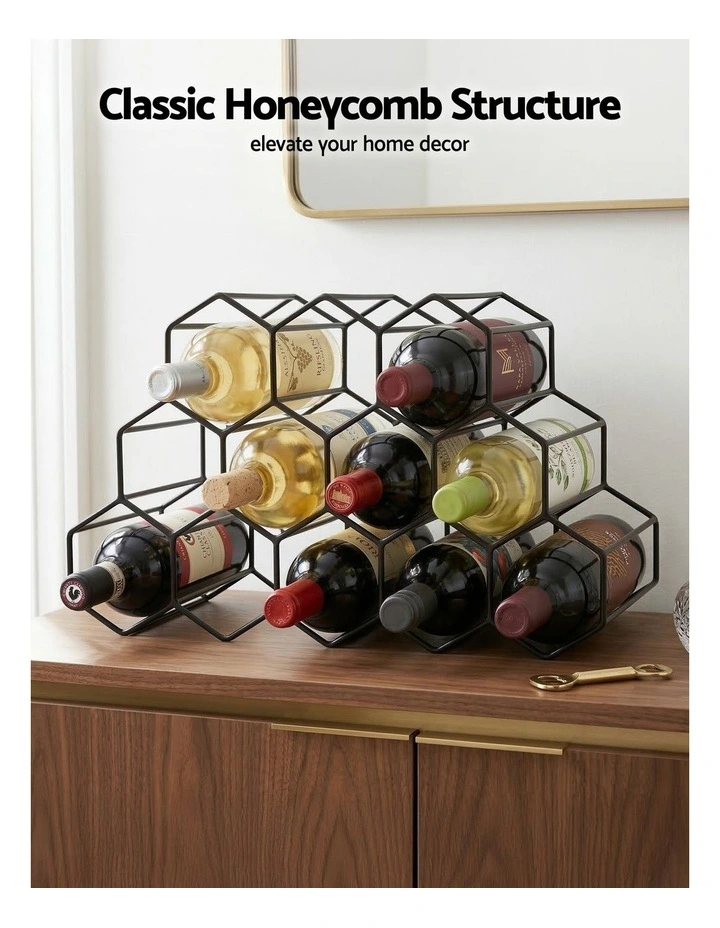 Artiss Wine Rack Metal 12 Bottle No Assembly Required Black image 6