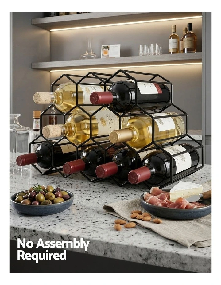 Artiss Wine Rack Metal 12 Bottle No Assembly Required Black image 7