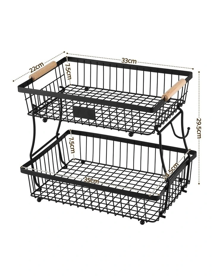 5-Star Chef 2 Tier Fruit Basket Bowl Detachable Kitchen Food Storage Stand image 2