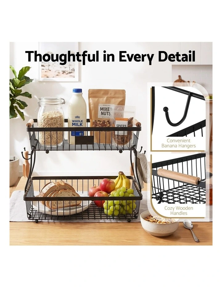 5-Star Chef 2 Tier Fruit Basket Bowl Detachable Kitchen Food Storage Stand image 6