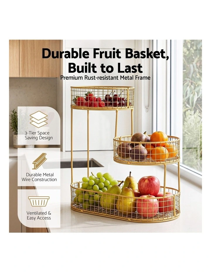 5-Star Chef Fruit Basket Bowl Space Saving Kitchen Food Storage Organiser image 4