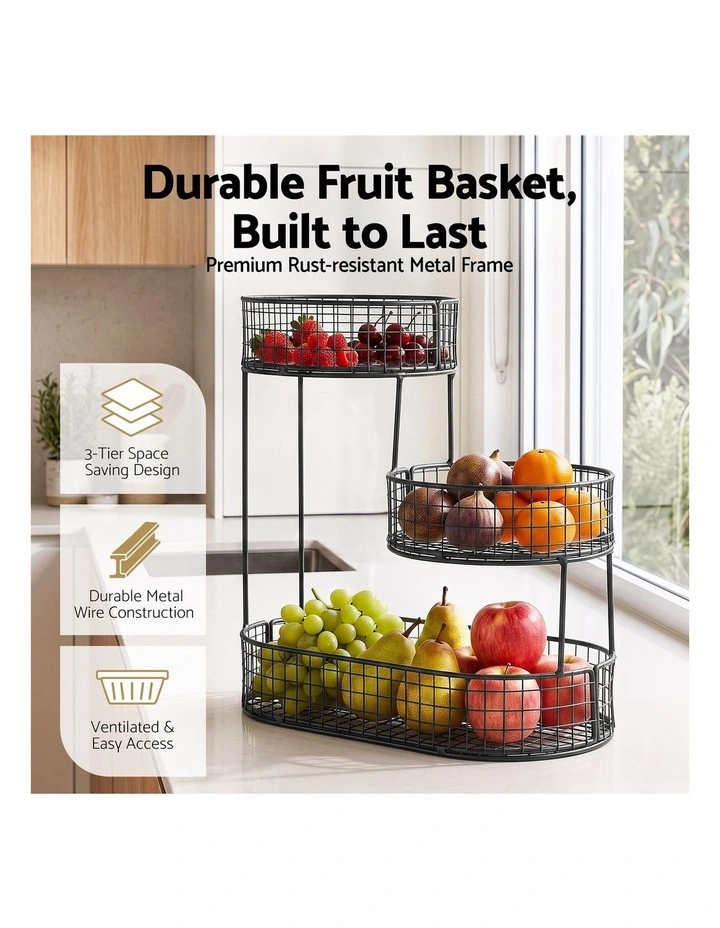 5-Star Chef Fruit Basket Bowl Space Saving Kitchen Food Storage Organiser image 4