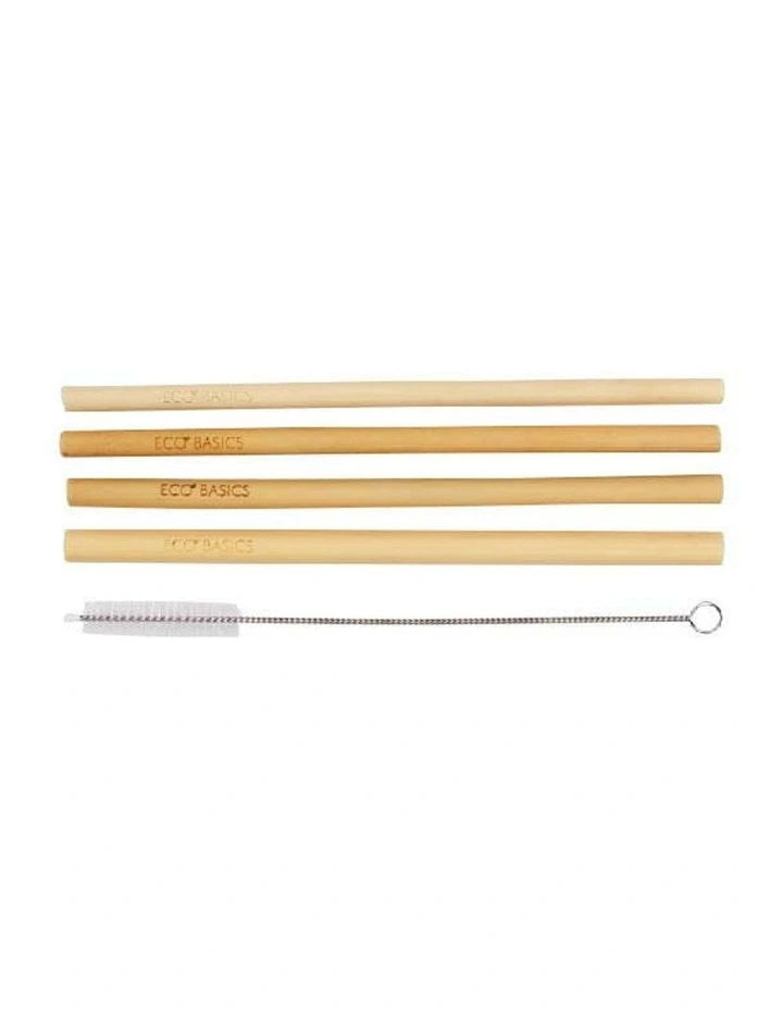 4PK Eco Basics 23cm Reusable Bamboo Drinking Beverage Straws Straight Washable image 3