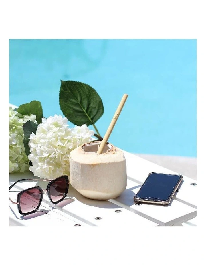 4PK Eco Basics 23cm Reusable Bamboo Drinking Beverage Straws Straight Washable image 4