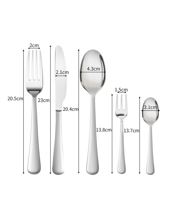 Tableware Cutlery Set Stainless Steel Knife Fork Spoon Kitchen Child Silver 60PC image 2