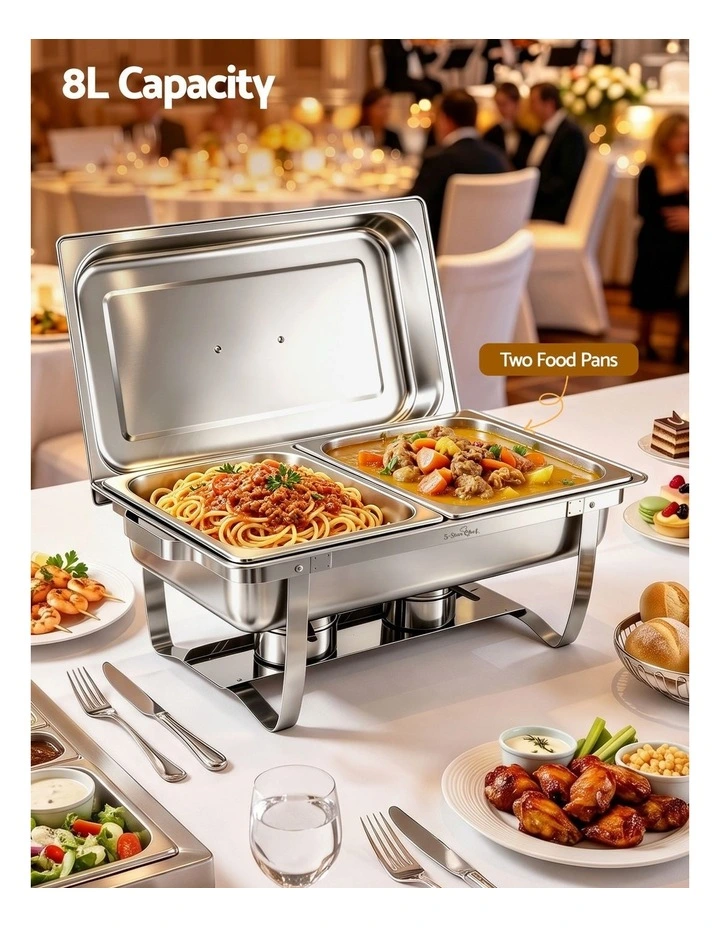 5-Star Chef Chafing Dish 8L 2-Pan Buffet Warmer Food Warmer Catering Server image 4