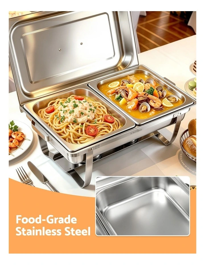 5-Star Chef Chafing Dish 8L 2-Pan Buffet Warmer Food Warmer Catering Server image 5