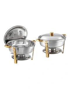 5-Star Chef 5L Chafing Dish Set 2-Pack, Food Warmer Catering Server Buffet