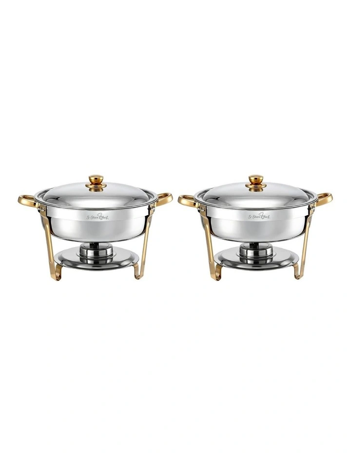 5-Star Chef 5L Chafing Dish Set 2-Pack, Food Warmer Catering Server Buffet image 3