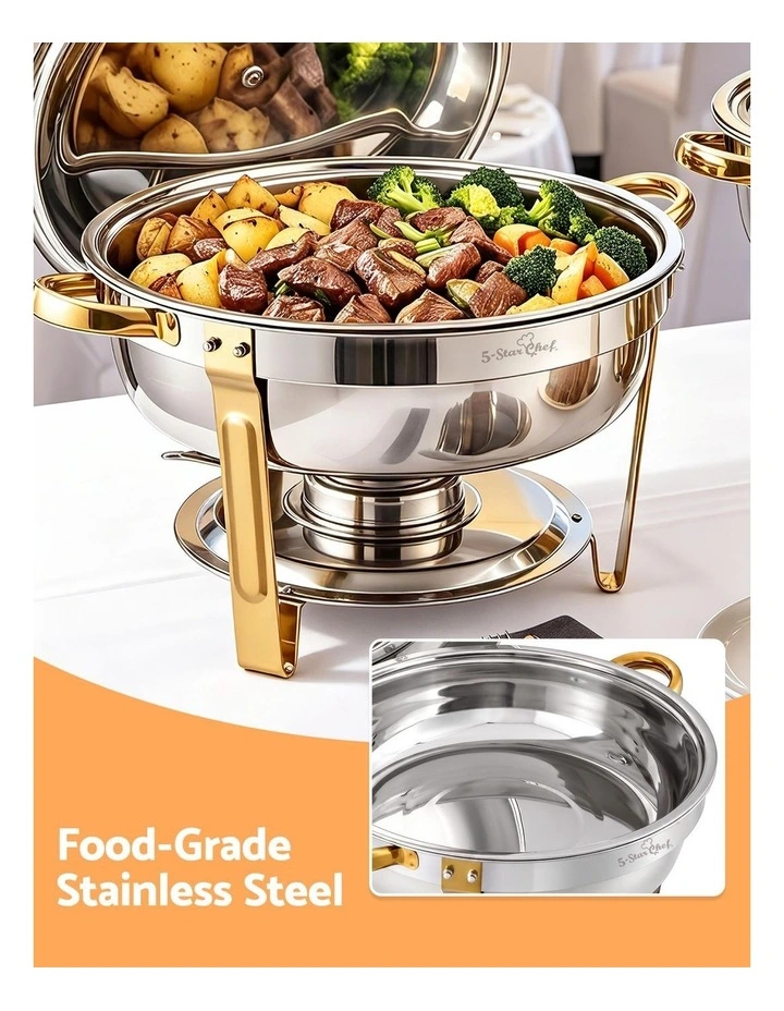 5-Star Chef 5L Chafing Dish Set 2-Pack, Food Warmer Catering Server Buffet image 5