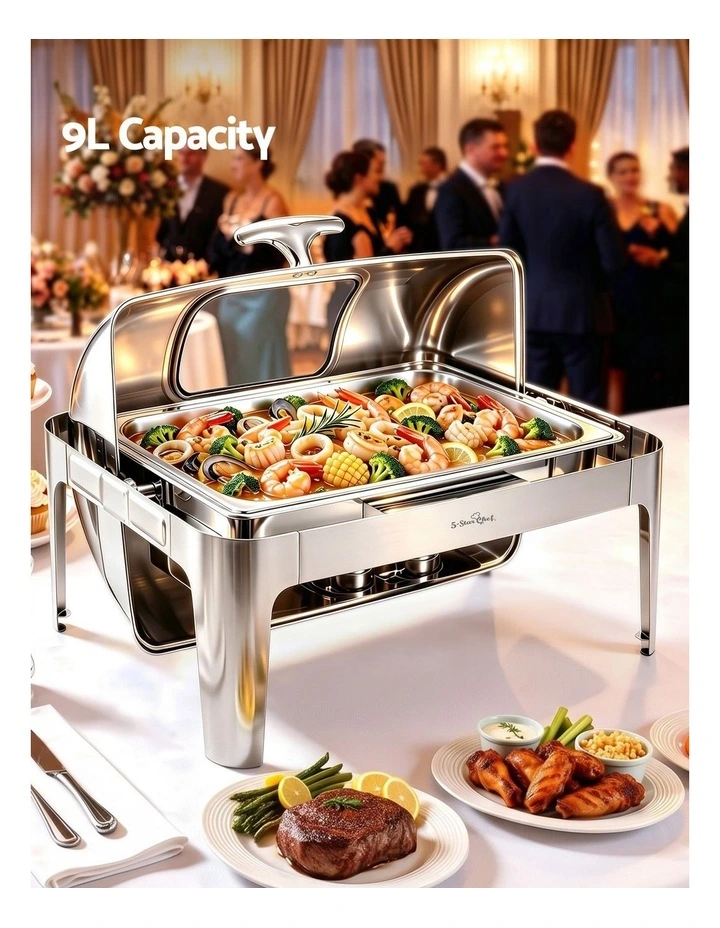5 Star Chef 9L Chafing Dish Buffet Warmer Food Warmer Catering Server image 4