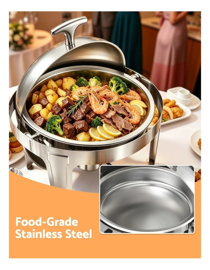 5-Star Chef 9L Chafing Dish Buffet Warmer Food Warmer Catering Server Round image 5
