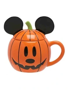 Disney Gifts - Halloween Themed Mickey Head Pumpkin Design, Ceramic Mug, 15cm (Length)