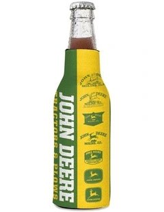 John Deere Bottle Cooler/Stubbie Holder w/Retro Vintage Logos 12oz/375ml Green