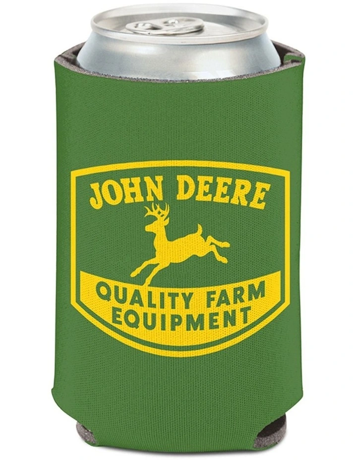 John Deere Can Cooler/Stubbie Holder-Green w/ Retro Farm Logo 12oz/375ml image 1