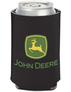 John Deere Foam Can Cooler/Stubbie Holder w/2-Sided Logo 12oz/375ml Black
