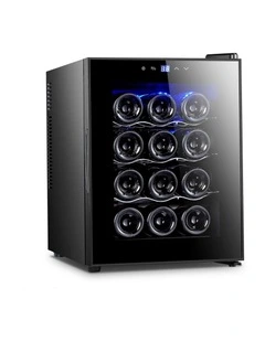 12 Bottle Thermoelectric Wine Fridge, 65W, UV Protected Glass Door, Soft LED Illumination
