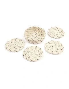 Fab Habitat Dove Set Of 4 Eco Friendly Round Jute Coasters in Ivory