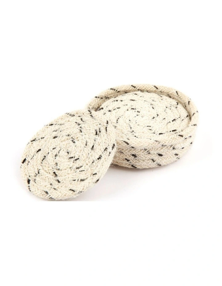 Fab Habitat Dove Set Of 4 Eco Friendly Round Jute Coasters in Ivory image 2