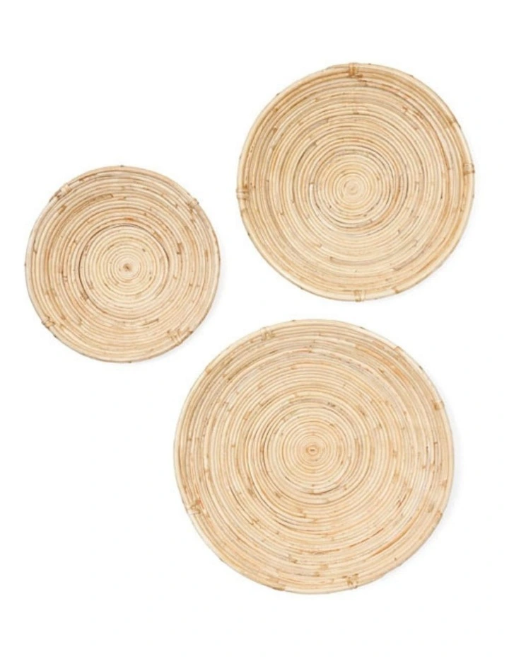 Fab Habitat Naini Set Of 3 Handmade Round Decorative Cane Fruit Bowls image 2
