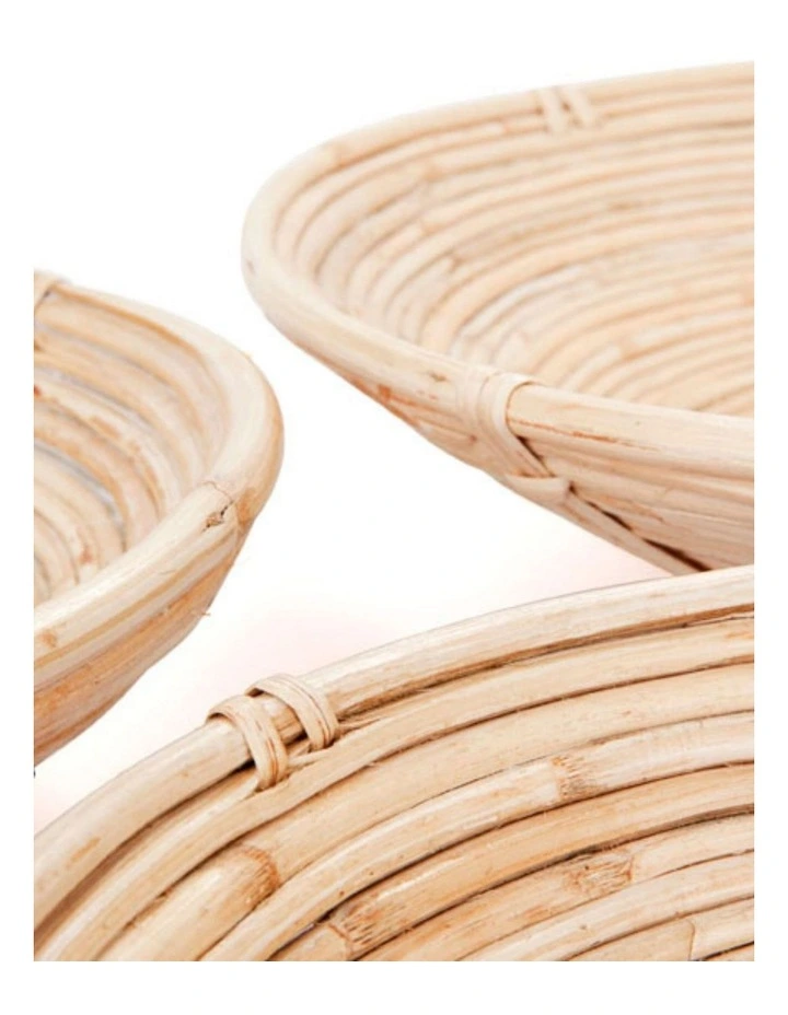 Fab Habitat Naini Set Of 3 Handmade Round Decorative Cane Fruit Bowls image 3