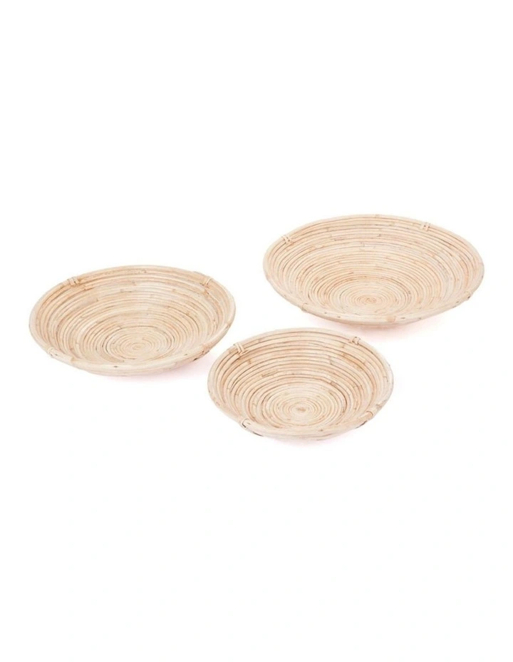 Fab Habitat Naini Set Of 3 Handmade Round Decorative Cane Fruit Bowls image 4