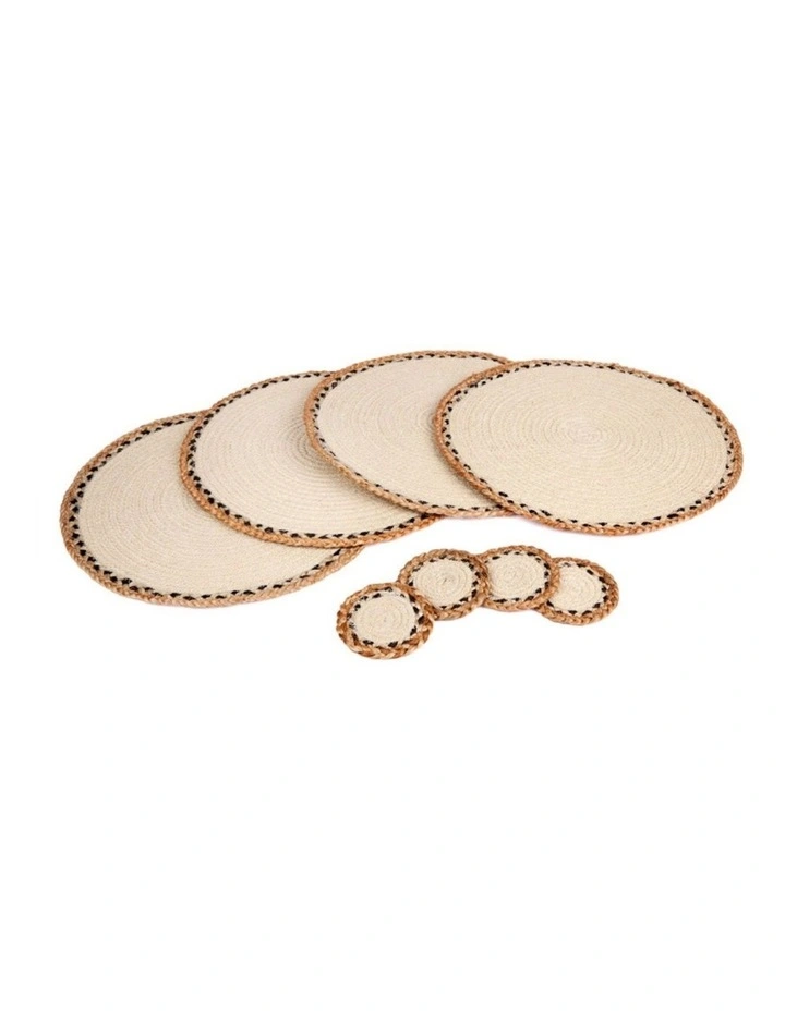 Fab Habitat Linnet Set Of 4 Jute Braided Round Placemats in Cream image 3