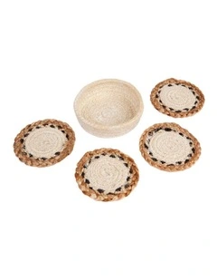 Fab Habitat Linnet Set Of 4 Natural Jute Braided Round Coaster