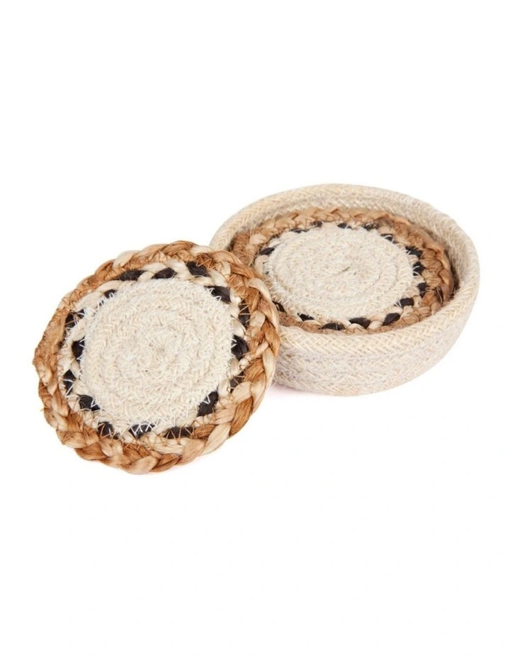 Fab Habitat Linnet Set Of 4 Natural Jute Braided Round Coaster image 2